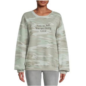 Note to Self Juniors Long Sleeve Graphic Sweatshirt S Green